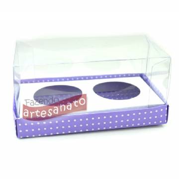 Foto Caixa Para Mini Cupcake N 1 Com 2 Cavidades  Lilas Com Branco